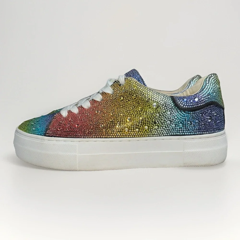 Betsey Johnson Sidny Over The Rainbow Rhinestone Sneakers 6.5M (Fits My 7.5)
